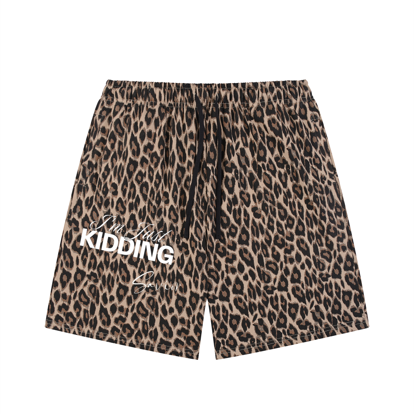 Unisex Heavyweight Leopard Drawstring Shorts