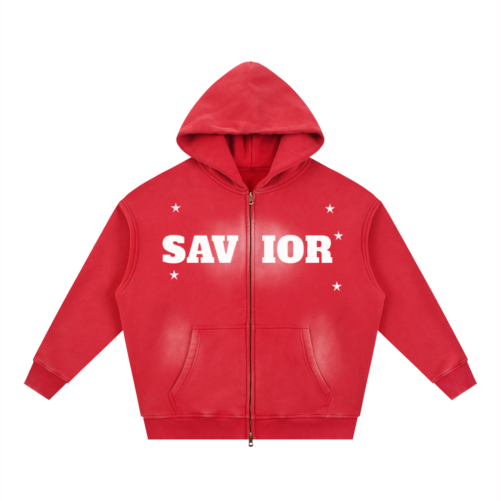 Sunfade Two-way Zipper Boxy Fleece Hoodie