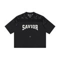 Unisex Lace Paneling V-Neck T-Shirt