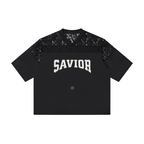 Unisex Lace Paneling V-Neck T-Shirt