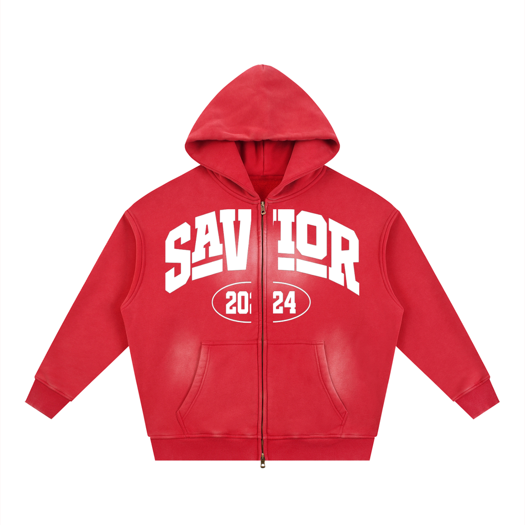 Sunfade Two-way Zipper Boxy Fleece Hoodie