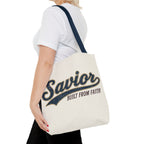 Savior Built From Faith Tote Bag – Inspirational Christian Canvas Tote