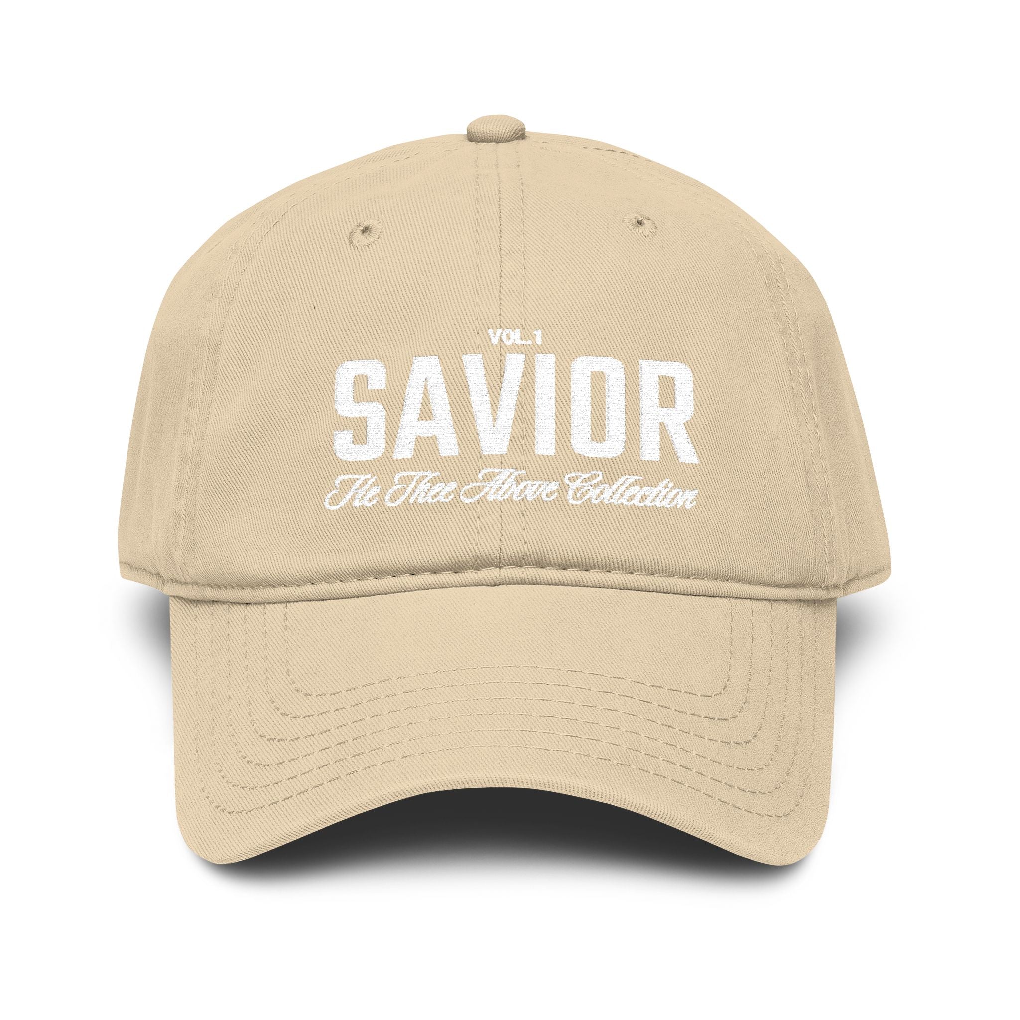 Savior Embroidered Washed Baseball Cap — Vintage Faith Hat
