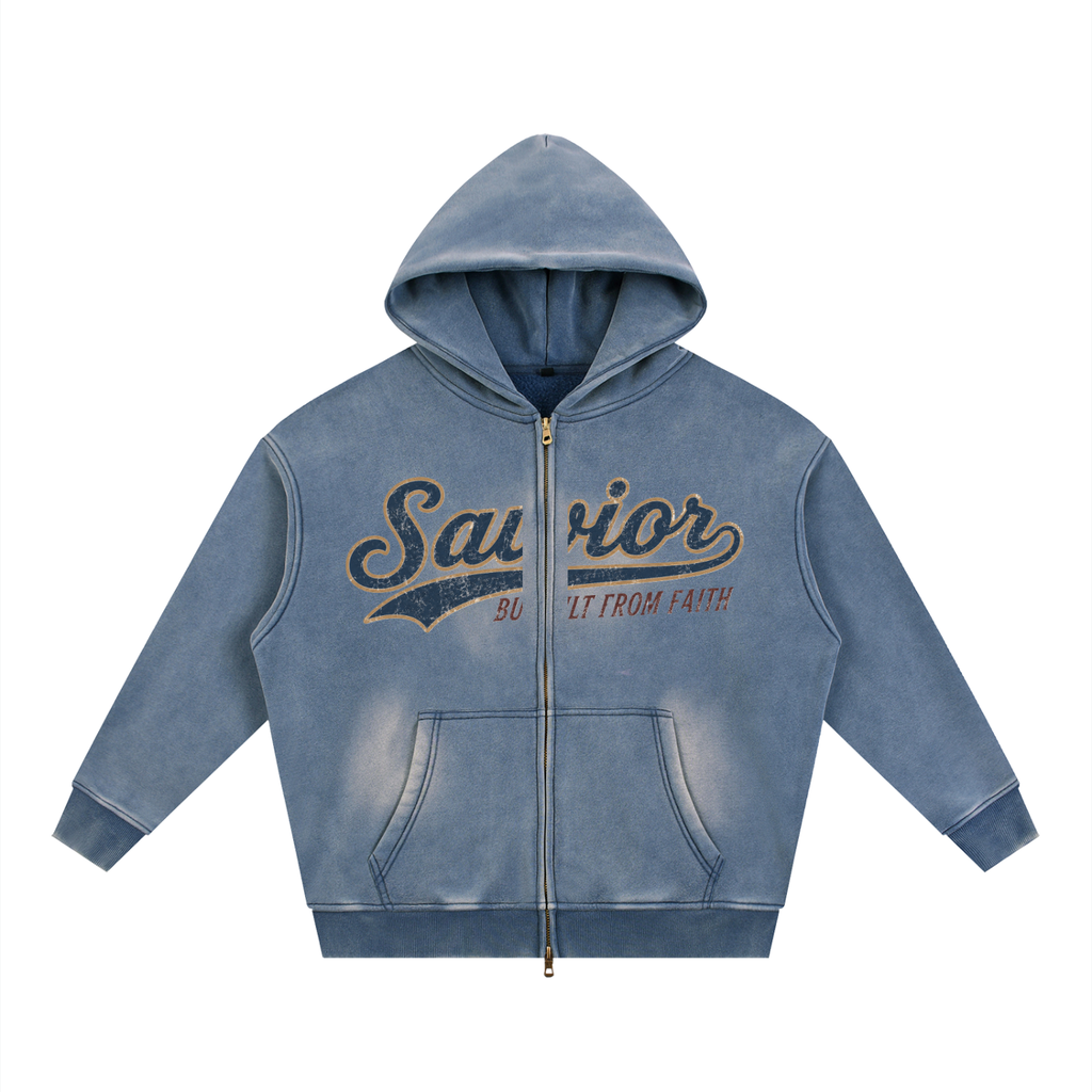 Sunfade Two-way Zipper Boxy Fleece Hoodie