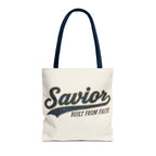 Savior Built From Faith Tote Bag – Inspirational Christian Canvas Tote