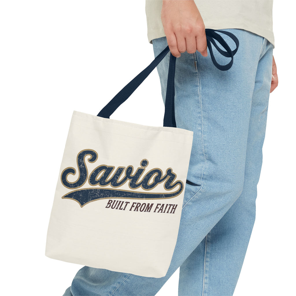 Savior Built From Faith Tote Bag – Inspirational Christian Canvas Tote
