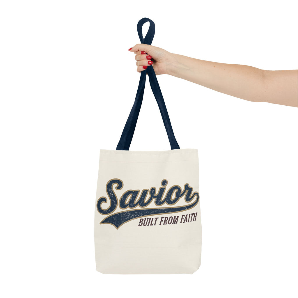 Savior Built From Faith Tote Bag – Inspirational Christian Canvas Tote