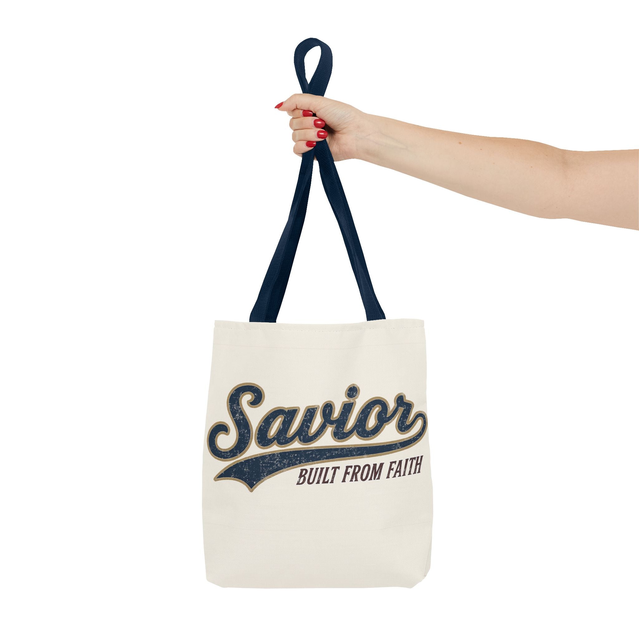 Savior Built From Faith Tote Bag – Inspirational Christian Canvas Tote