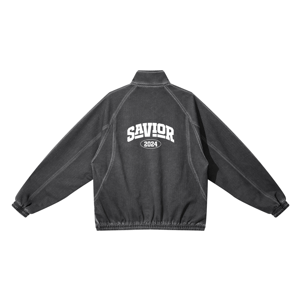 Unisex Vintage Wash Full Zip Mesh Jacket