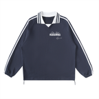 Contrast Striped Lapel Collar Sweatshirt