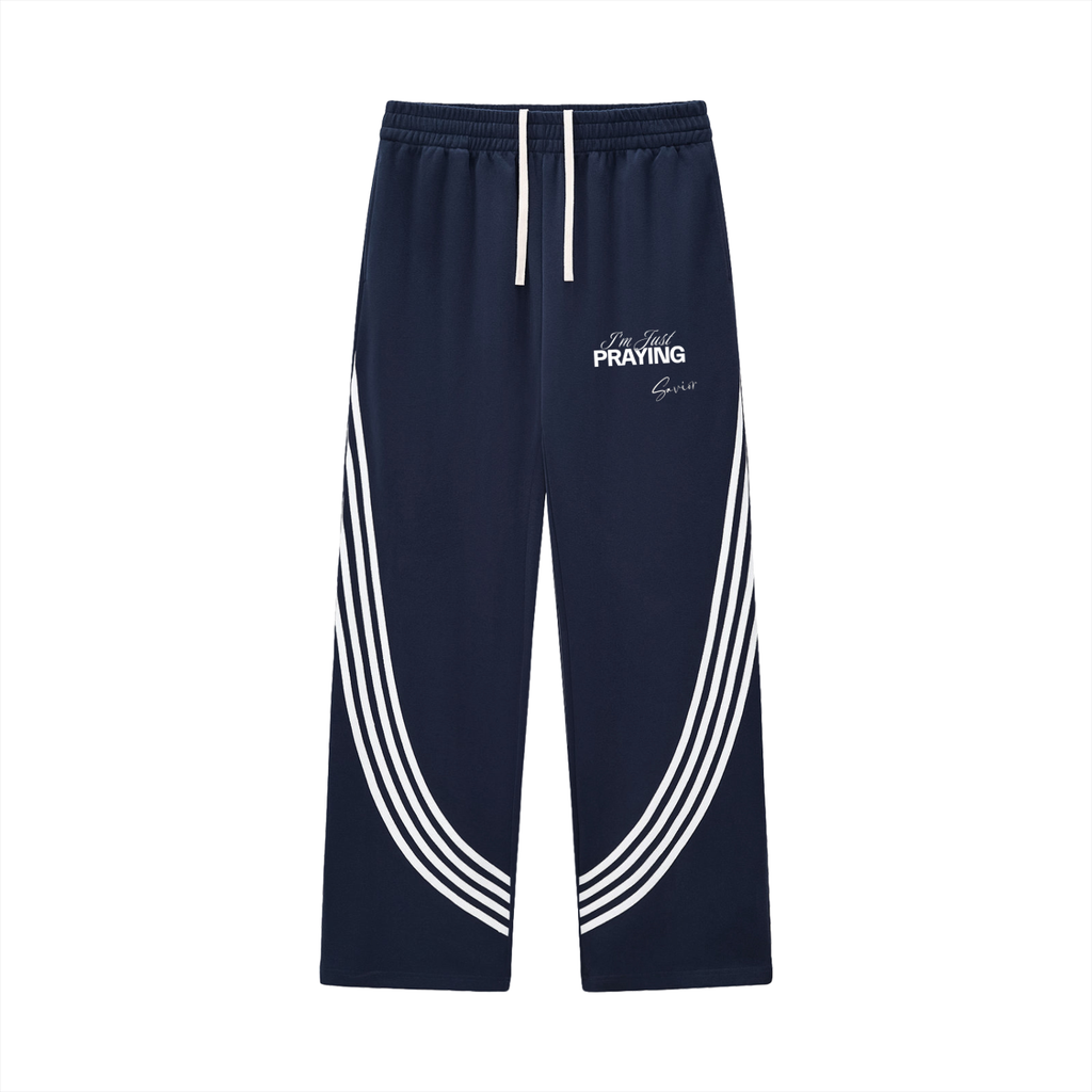 Curved Stripe Straight Sweatpants