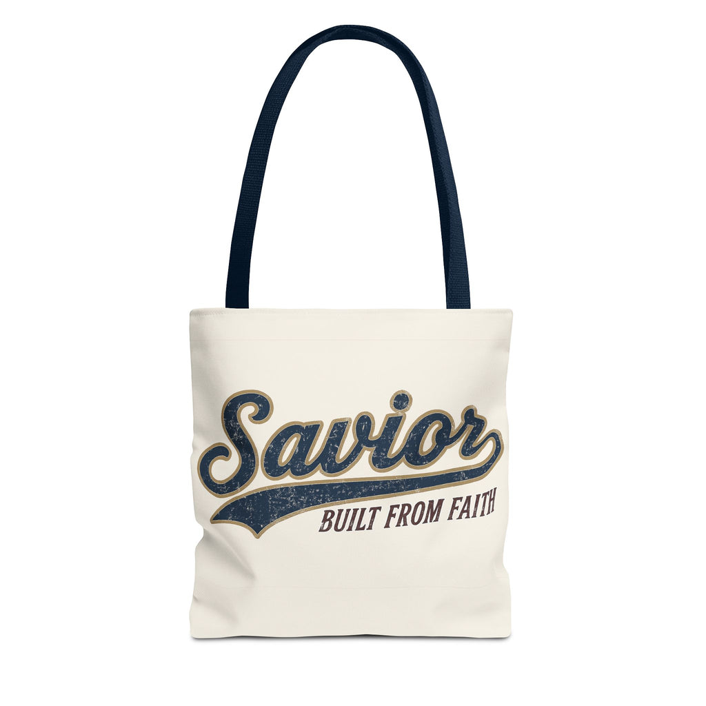 Savior Built From Faith Tote Bag – Inspirational Christian Canvas Tote