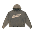 Vintage Washed Frayed-Hem Hoodie