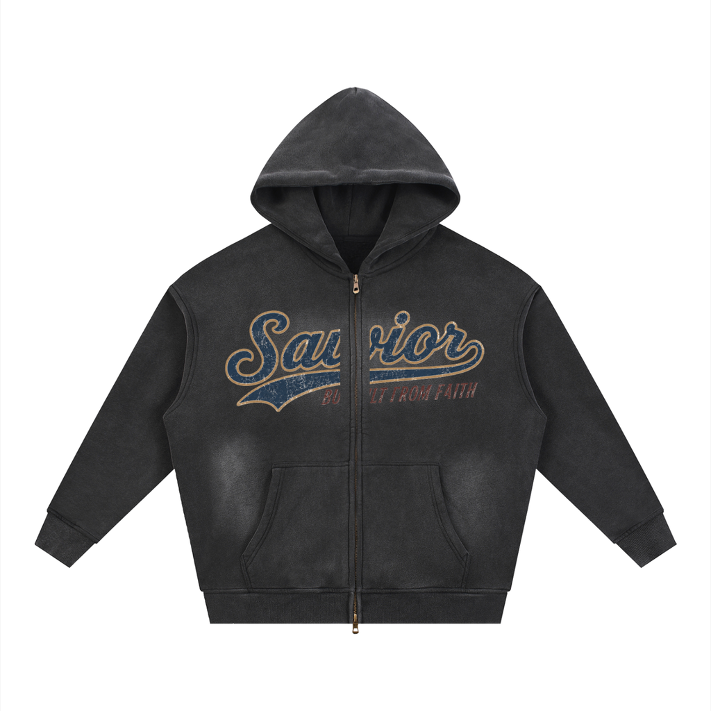 Sunfade Two-way Zipper Boxy Fleece Hoodie