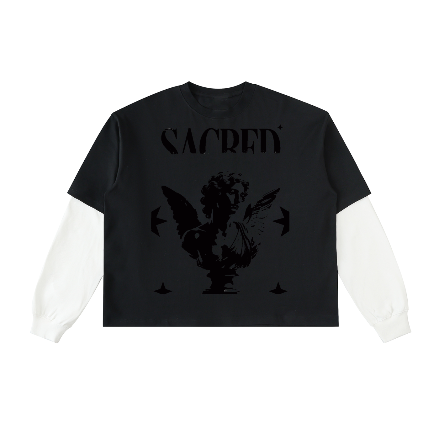Layered Contrast Sleeve Cotton T-Shirt