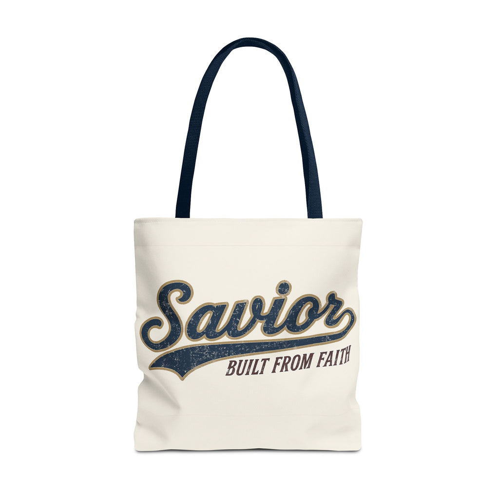 Savior Built From Faith Tote Bag – Inspirational Christian Canvas Tote