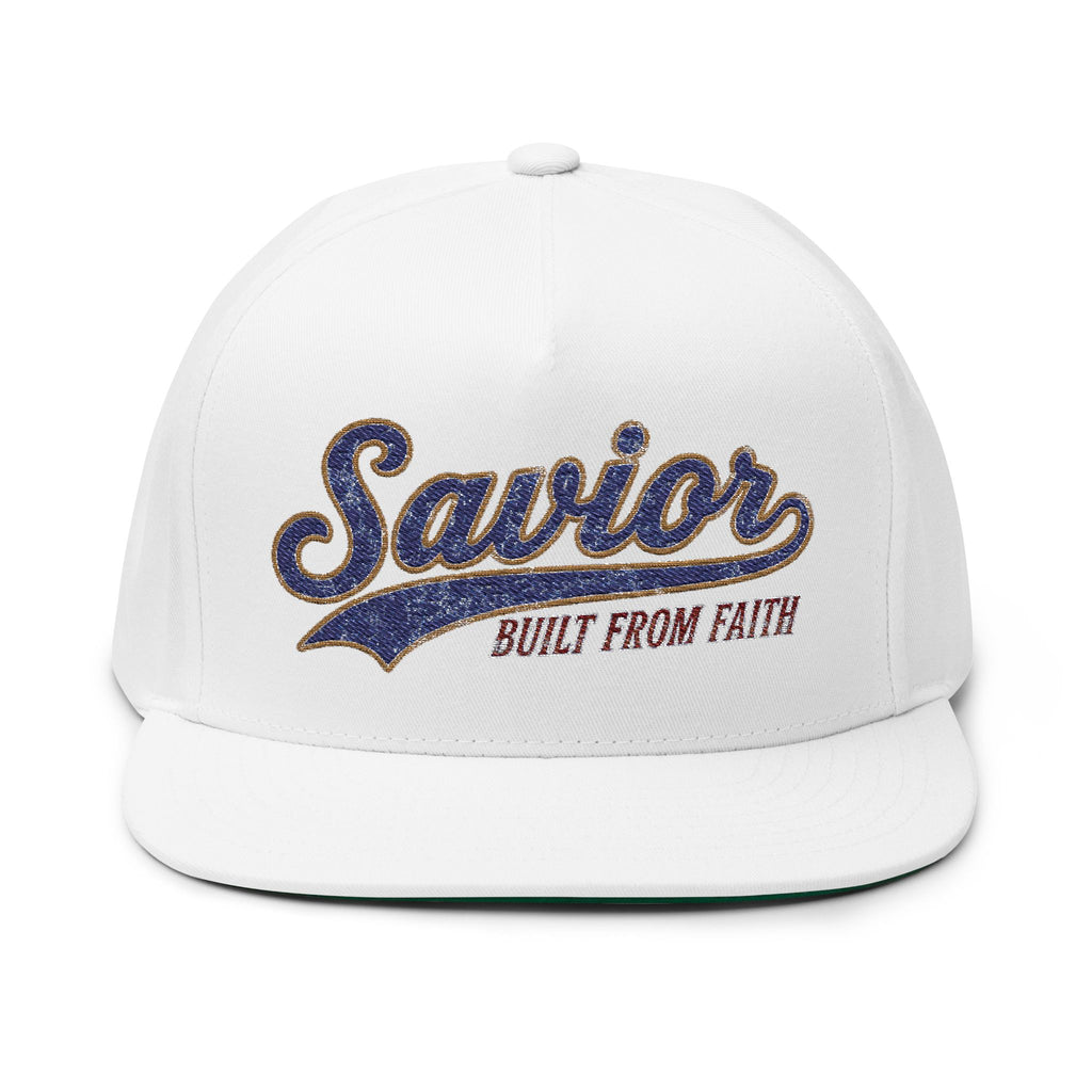 Snapback Hat - "Savior" Embroidered Script Cap (Built From Faith)