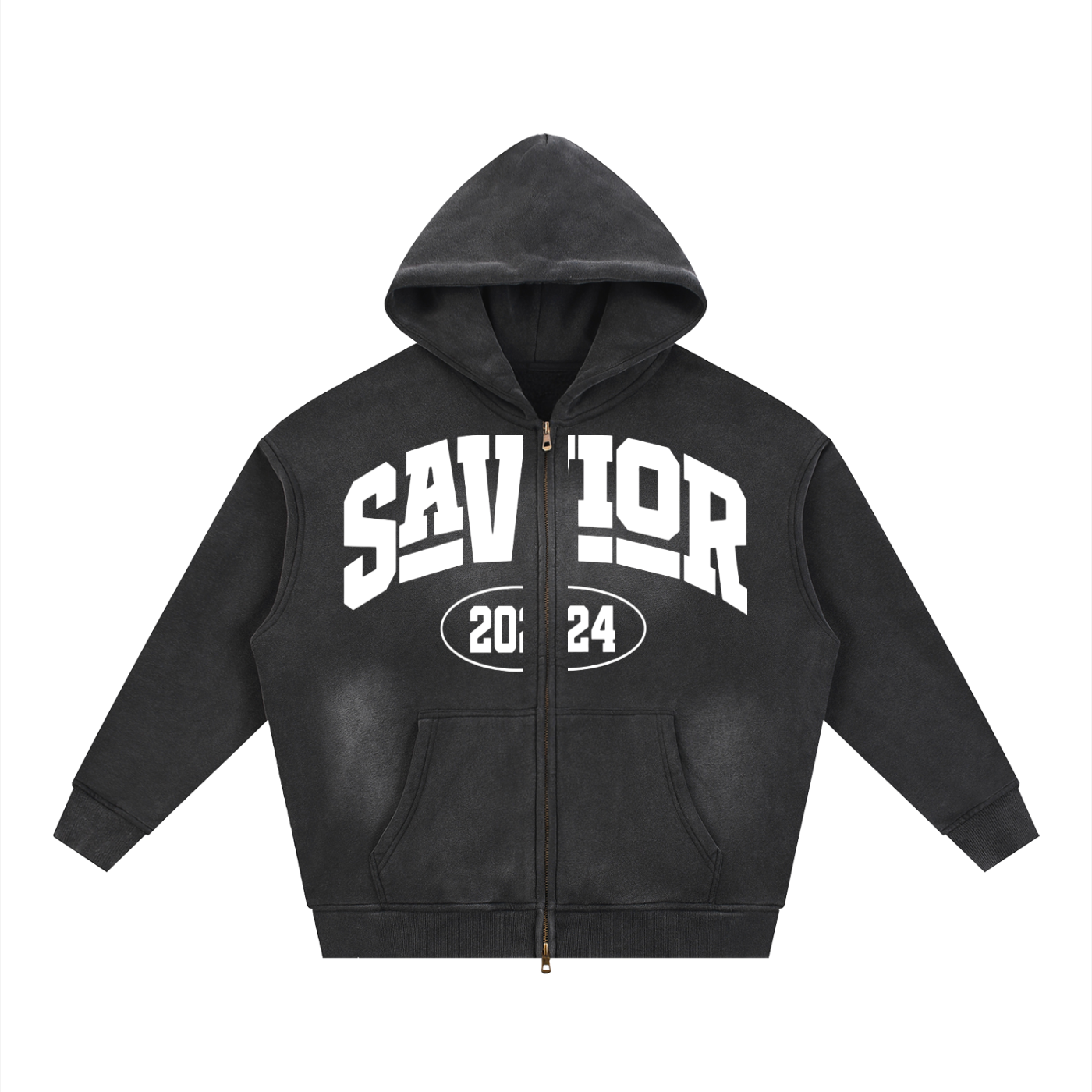 Sunfade Two-way Zipper Boxy Fleece Hoodie