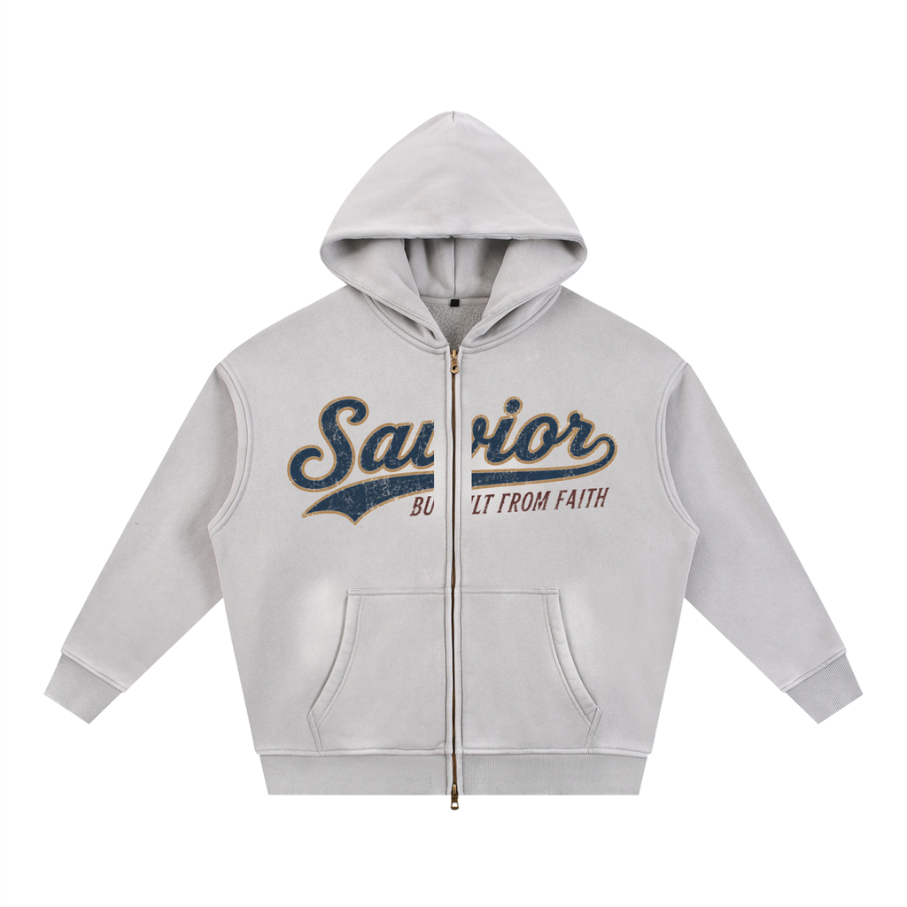 Sunfade Two-way Zipper Boxy Fleece Hoodie