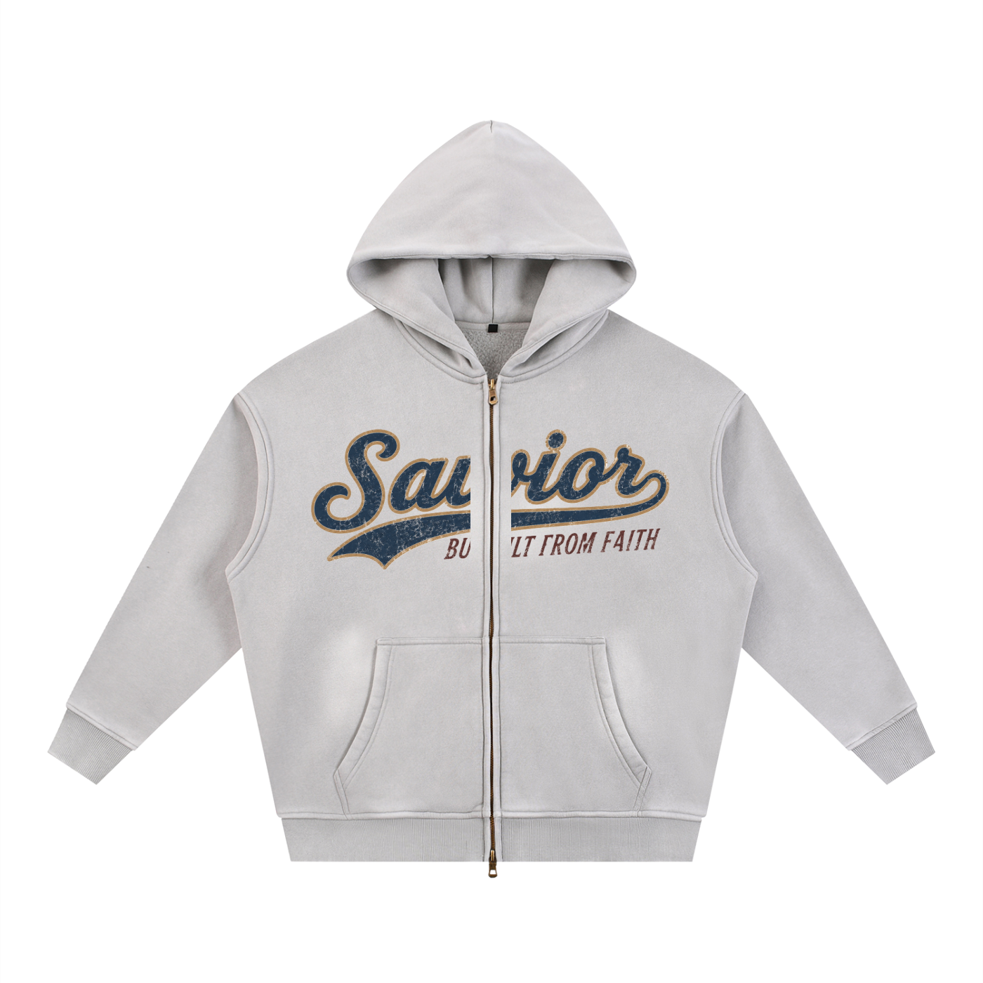 Sunfade Two-way Zipper Boxy Fleece Hoodie