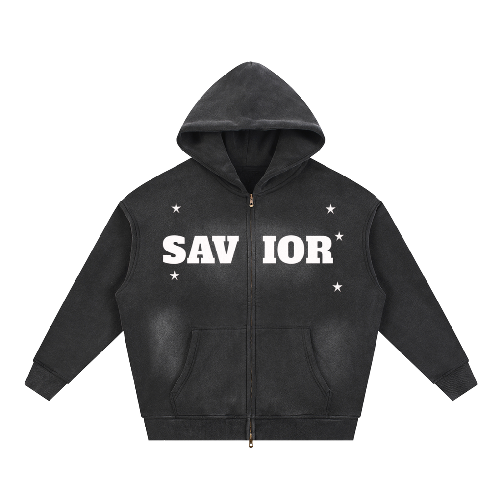 Sunfade Two-way Zipper Boxy Fleece Hoodie