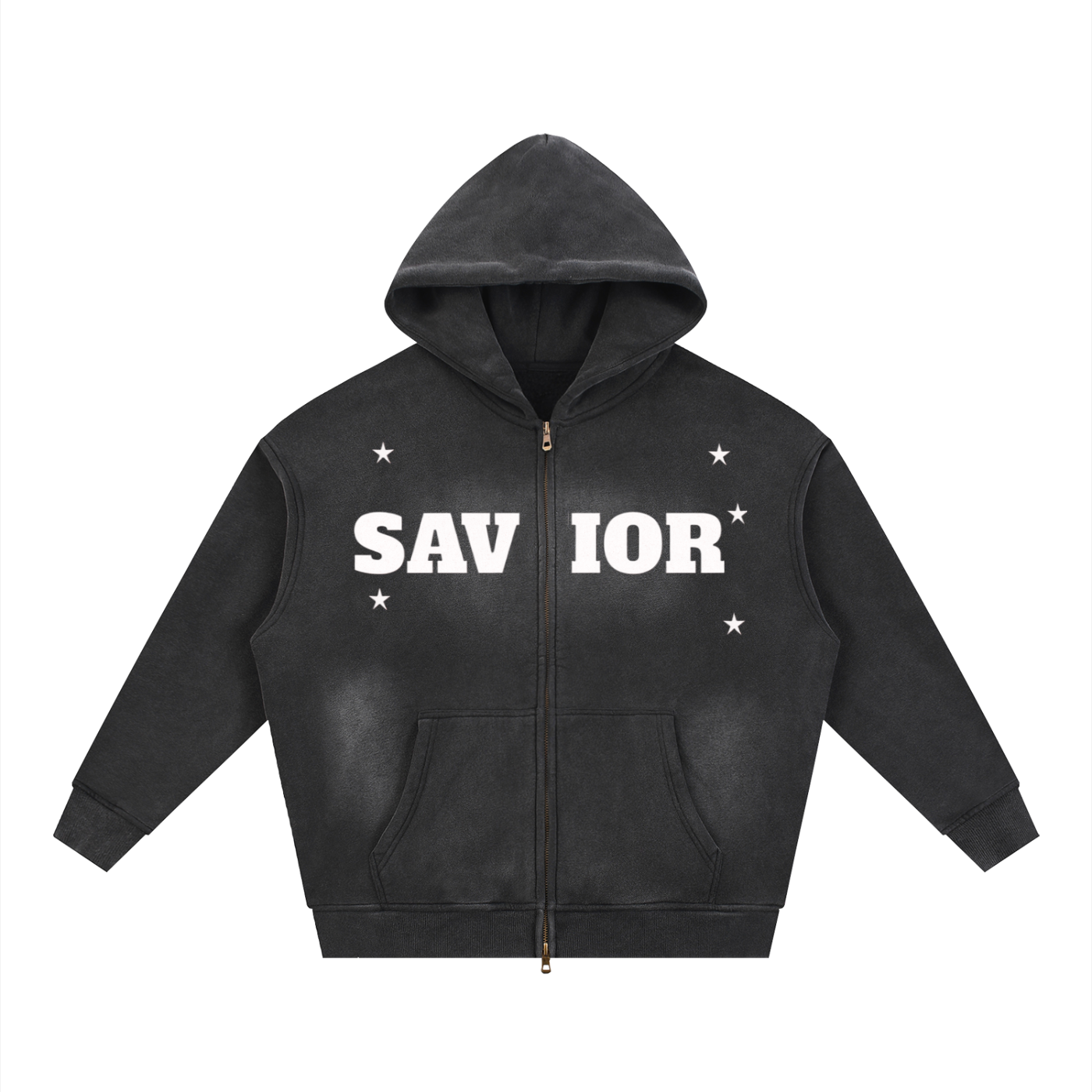 Sunfade Two-way Zipper Boxy Fleece Hoodie