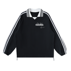 Contrast Striped Lapel Collar Sweatshirt