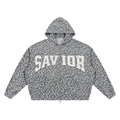 Unisex Leopard Print Waffle Full Zip Hoodie