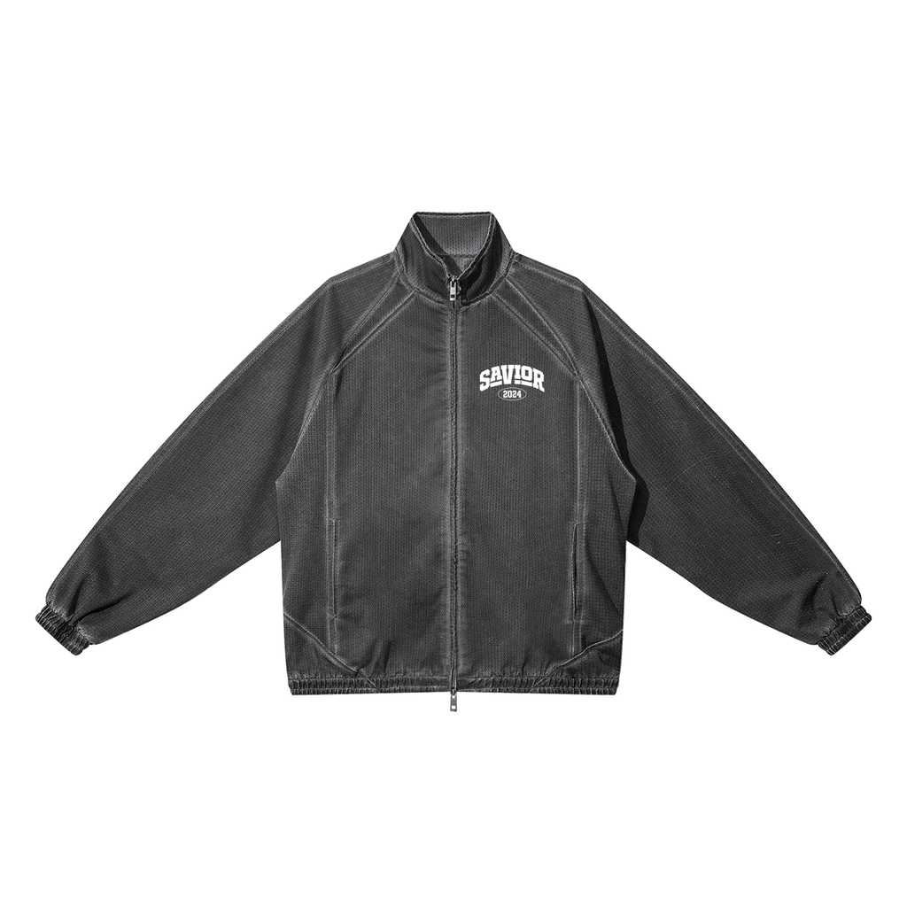 Unisex Vintage Wash Full Zip Mesh Jacket