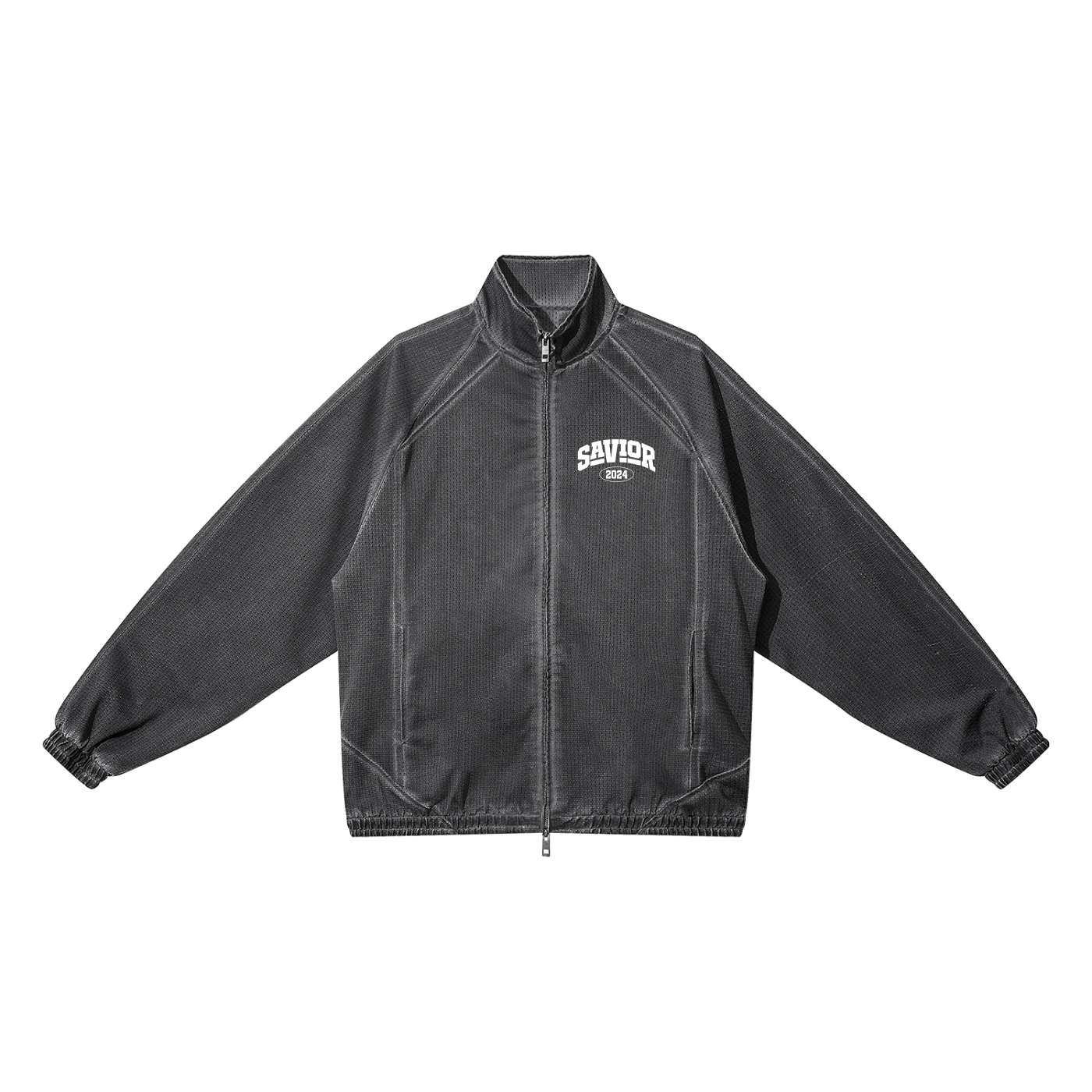 Unisex Vintage Wash Full Zip Mesh Jacket