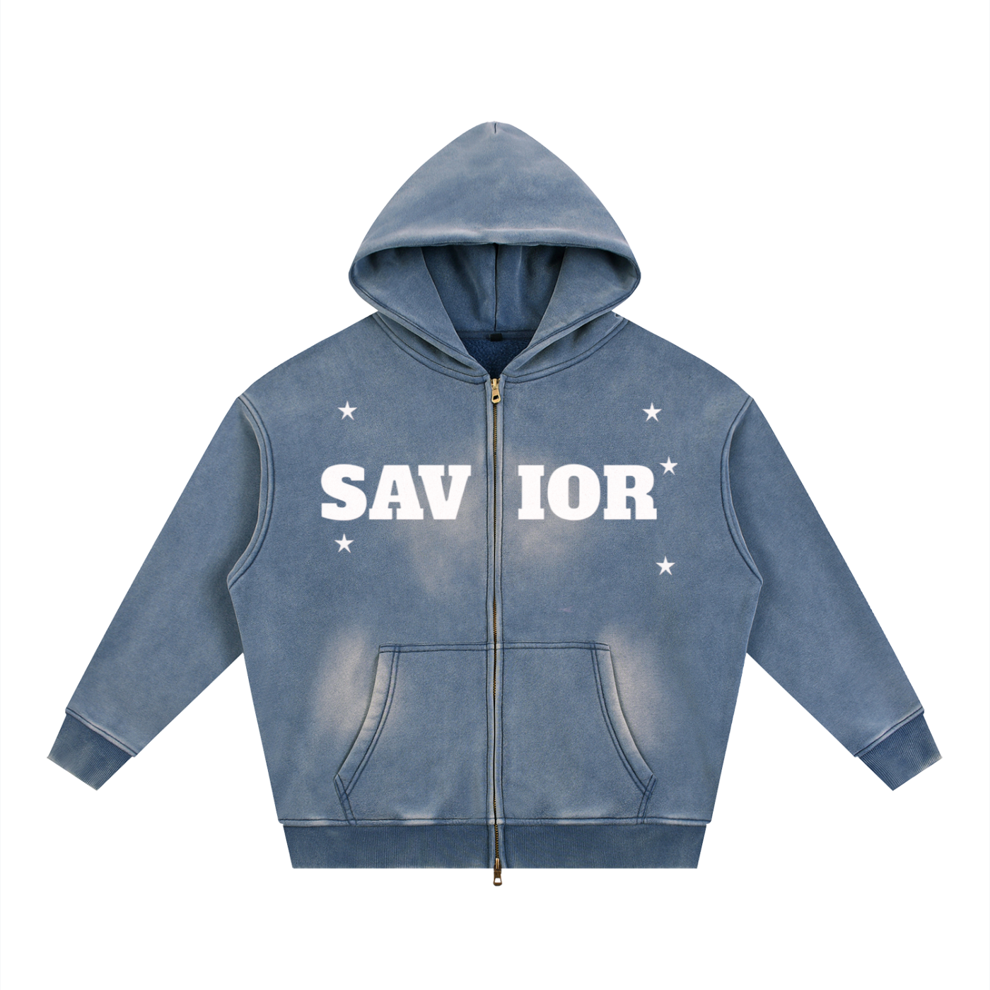 Sunfade Two-way Zipper Boxy Fleece Hoodie