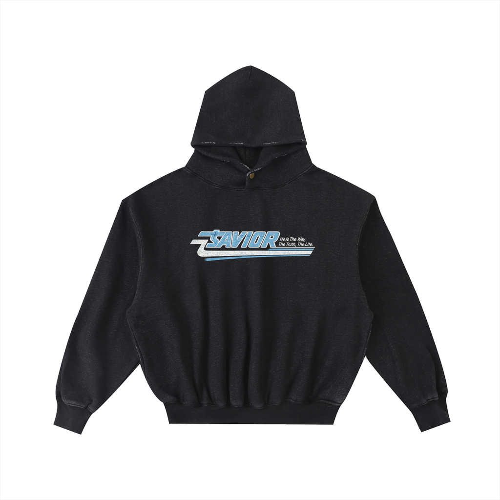 Frayed Enzyme Washed Fleece Hoodie