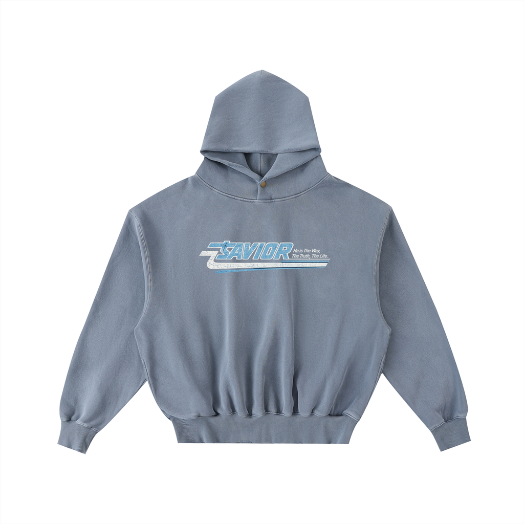 Frayed Enzyme Washed Fleece Hoodie