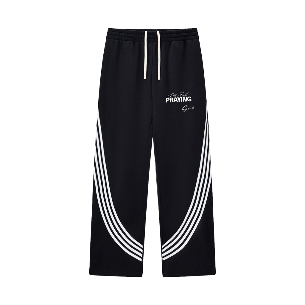 Curved Stripe Straight Sweatpants