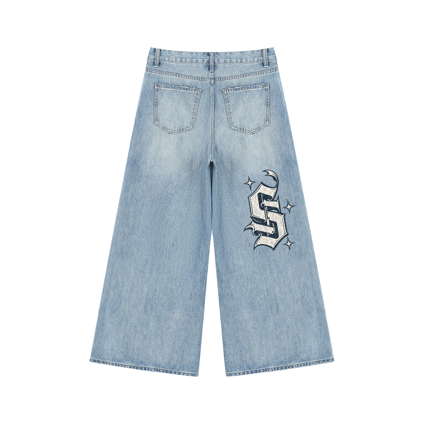 Women's Vintage Wash Distressed Wide Leg Jeans
