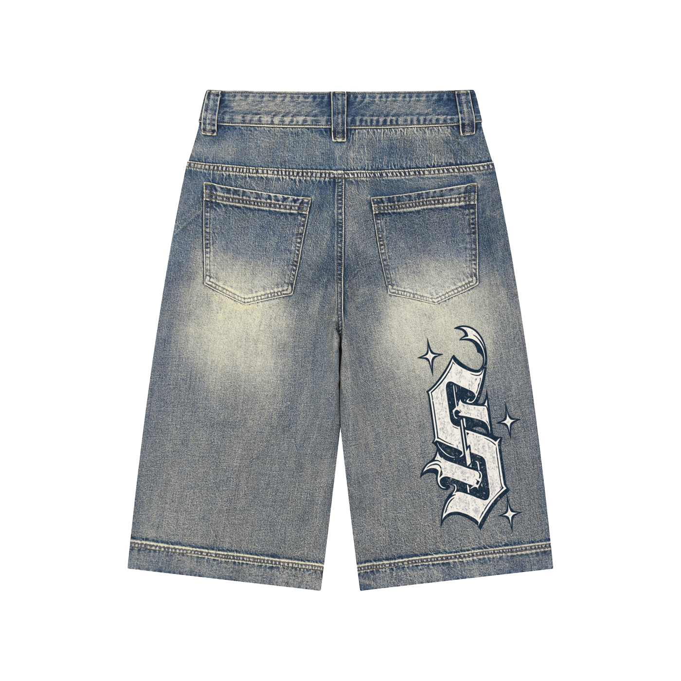 Vintage Wash Baggy Denim Shorts