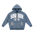 Sunfade Two-way Zipper Boxy Fleece Hoodie