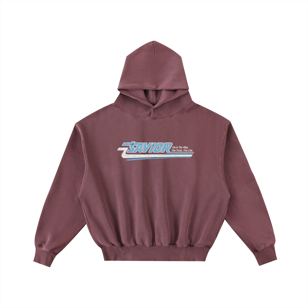 Frayed Enzyme Washed Fleece Hoodie