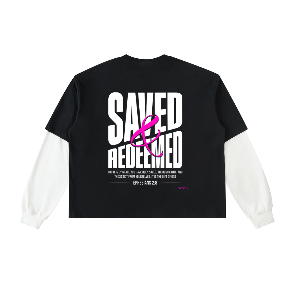 Layered Contrast Sleeve Cotton T-Shirt